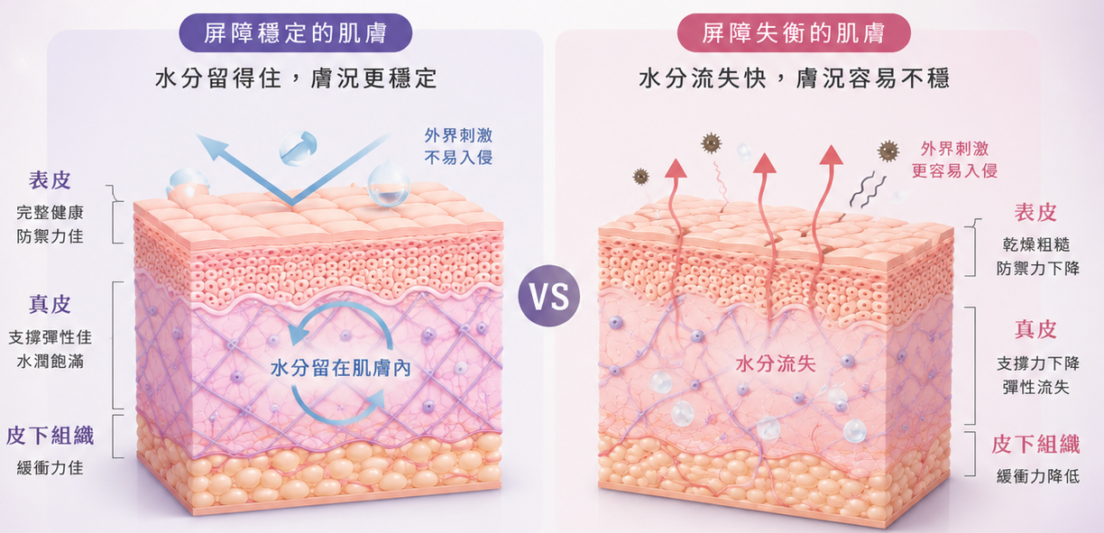 皮膚三大層：表皮、真皮、皮下組織