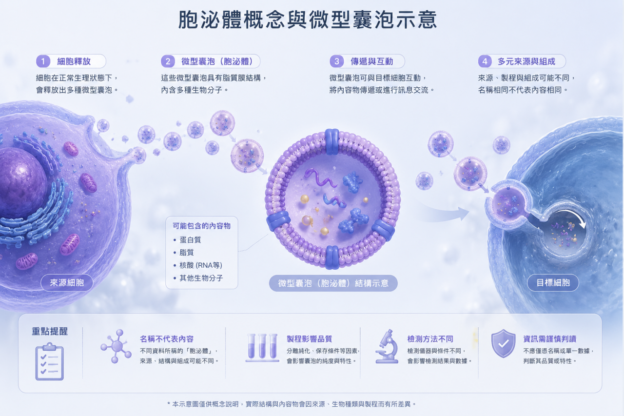 胞泌體概念與微型囊泡示意
