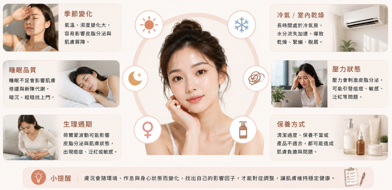 影響膚況變化的日常因素圖解