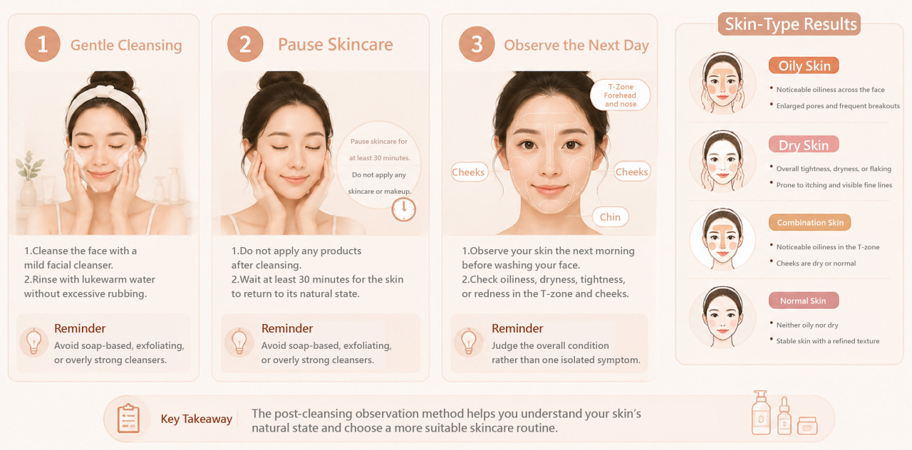 洗臉後Skin Type觀察流程圖