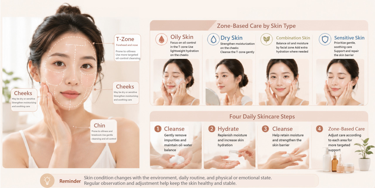 不同Skin Type的臉部分區照護與保養方向